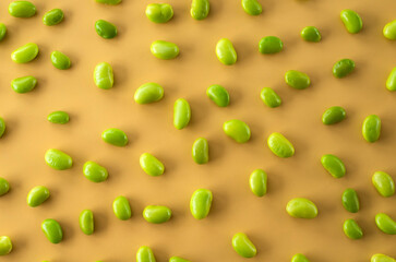 Fresh organic green soybeans - Glycine max