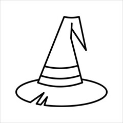 Black silhouette of halloween witch hat. Vector illustration on white backgroound. EPS 10