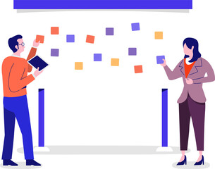 Set PNG illustrations flat design concept business and working activity in company.