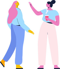 Women talking flat vector illustration