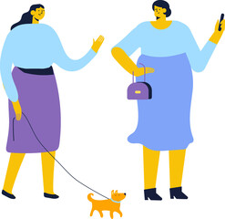 Women talking flat vector illustration