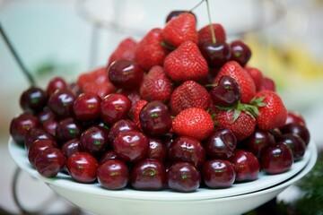 Different types of fruits. Serving for a festive table or Candy bar.