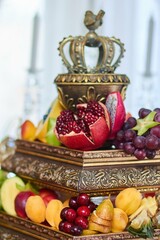 Different types of fruits. Serving for a festive table or Candy bar.