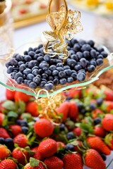 Different types of fruits. Serving for a festive table or Candy bar.