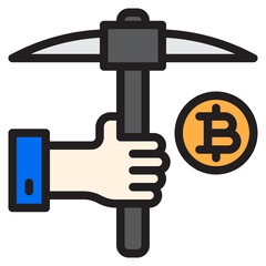 Bitcoin color line style icon