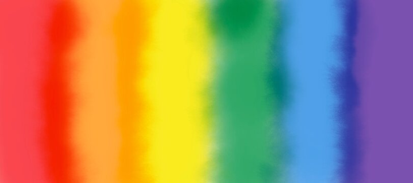 Rainbow stripe banner background design. Water color paint texture wallpaper.