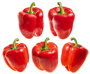 Red paprika with a green tail. Isolate on white background