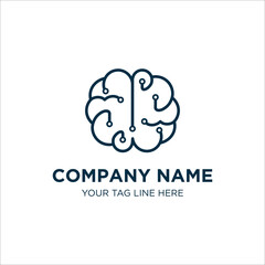Brain connection logo design. digital brain logo template.