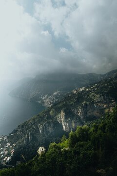 Vertical Shot Of The Amalfi Coast From The Path Of The Gods Hike