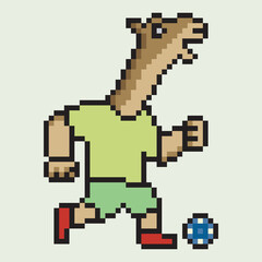 Fototapeta premium pixel art cartoon illustration football player camel character