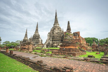 Old ruined Wat Phra Si Sanphet in Ayutthaya.