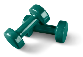 Fitness equipment dumbbells weights isolated on white background .