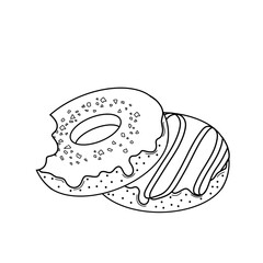 Doodle illustration donut line art