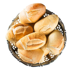 French bread basket. Brazilian traditional bread. png transparent background
