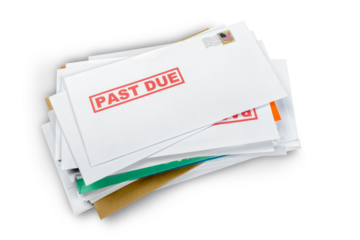 Stack of blank envelopes on white background