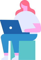 Person with laptop flat vector people