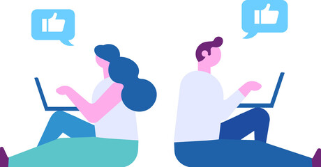 Person with laptop flat vector people