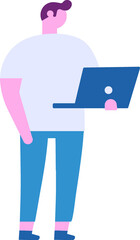 Person with laptop flat vector people