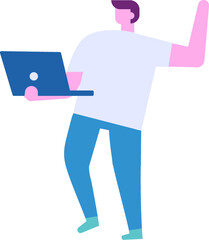 Person with laptop flat vector people