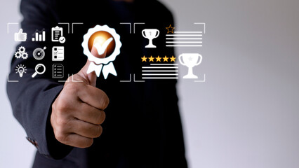 Quality Assurance concept, operating with the quality assurance, guarantee, standards, ISO certification, and standardization notion as proof of top service