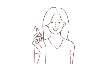 Happy woman with lipstick 