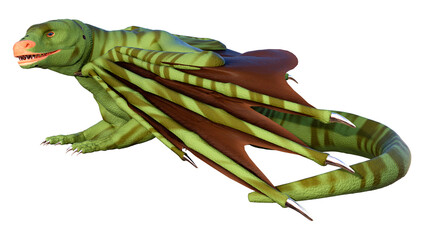 3D Rendering Fairy Tale Dragon on White