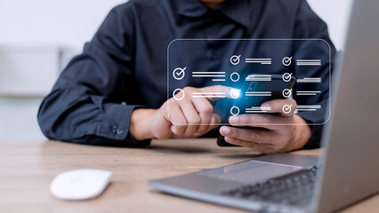 questionnaire with checkboxes, filling survey form online, answer questions of test