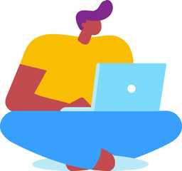 Person with laptop flat vector people
