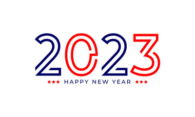 Happy New Year 2023. American style on white background isolated vector illustration
