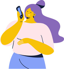 Vector Person  holding phone in hand flat vector illustration