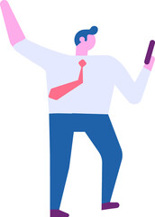 Person silhouette holding phone in hand flat vector illustration