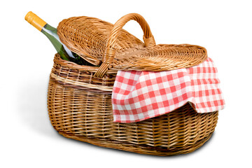 Picnic Basket with napkin on white background
