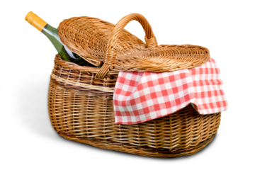 Picnic Basket with napkin on white background