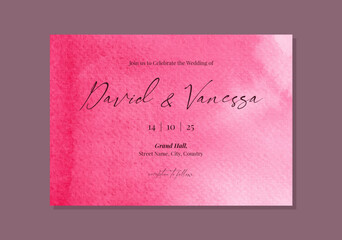 Watercolour pink wedding invitation card template design