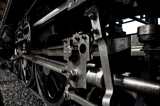 蒸気機関車の動輪と主連棒