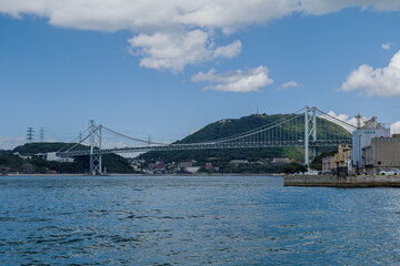 門司港から下関を望む　関門橋　関門海峡