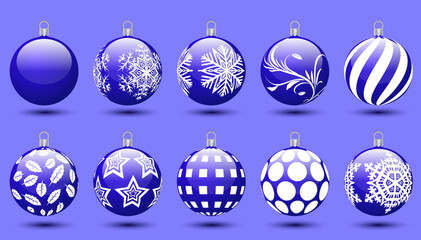 christmas balls isolated on white. Christmas bulb bomb bauble balls colorful decoration isolated on white background. Christmas glass ball. 3D rendering. Hanging christmas balls isolated. Xmas.