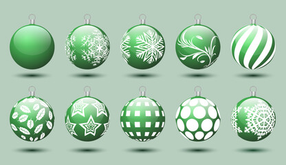 christmas balls isolated on white. Christmas bulb bomb bauble balls colorful decoration isolated on white background. Christmas glass ball. 3D rendering. Hanging christmas balls isolated. Xmas.