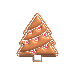 Gingerbread christmas tree decorated colored icing 3d render. Holiday cookie in shape of christmas tree. image for new year s day, christmas, winter holiday, cooking, new year s eve, food, silvester