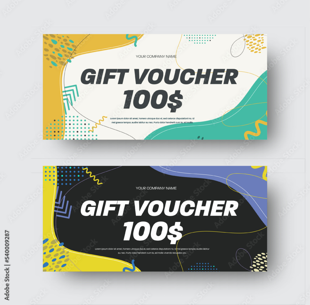 Poster vector gift card template with abstract colorful design.
