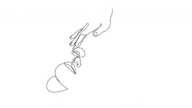 Woman face massage. Continuous line drawing. Self drawing animation.