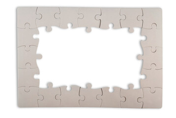 White puzzle frame isolated on white background