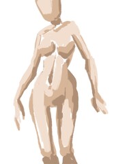 Modern minimalistic illustration of abstract woman body in neutral tones