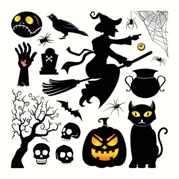 Happy halloween spooky cartoon illustration. Graphic design for the decoration of gift certificates, banners and flyer.