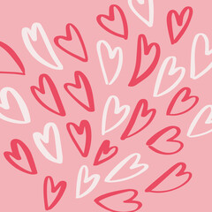 Hand drawing love heart pattern vector