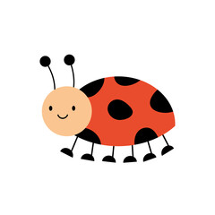 cute ladybug vector illustration in flat style, cartoon beetle ladybug isolated on white background, design for children EPS