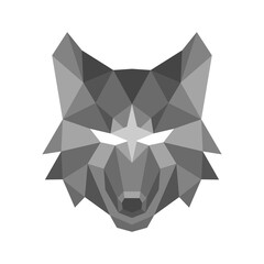Polygonal head wolf logo icon vector illustration