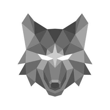 Polygonal head wolf logo icon vector illustration