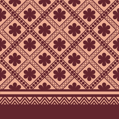 Chinese Ethnic pattern  red flower Geometric Pattern IKAT Pink background Seamless pattern for fabric print cloth dress carpet curtains rug Sarong 