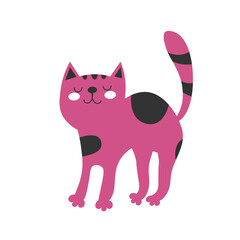 Cat icon Cute pink kitten. In cartoon style. Isolated on white background. Vector flat illustration. EPS